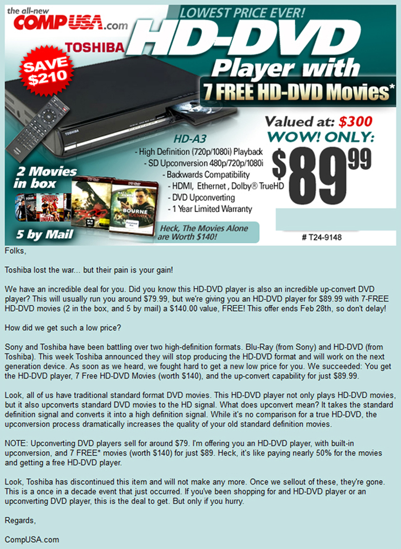 CompUSA HD-DVD ad