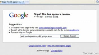 google custom 404 erroor